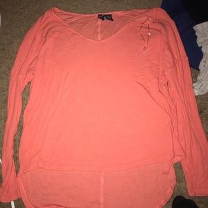 Coral high-low blouse